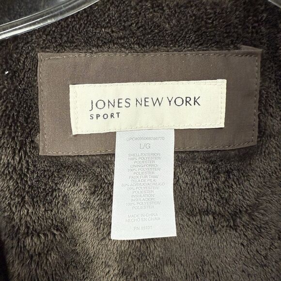 JONES NEW YORK Sport Women’s Coat Size L Brown Jacket Drawstring Waist - Picture 7 of 16